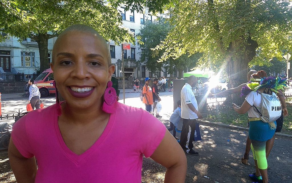 Illustrative: Laurie Cumbo, the New York City Council majority leader who represents Crown Heights, at a neighborhood street festival to promote unity and more interaction between African-Americans and Jews. (Ben Sales/via JTA)