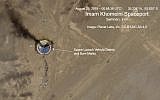 This satellite image from Planet Labs Inc., that has been annotated by experts at the James Martin Center for Nonproliferation Studies at Middlebury Institute of International Studies, shows a fire at a rocket launch pad at the Imam Khomeini Space Center in Iran's Semnan province, August 29, 2019. (Planet Labs Inc, Middlebury Institute of International Studies via AP)
