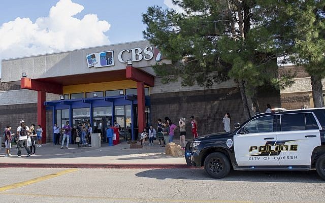 Odessa police officers park their vehicle outside Music City Mall in Odessa, Texas, on August 31, 2019, as they investigate areas following a deadly shooting in the area of Odessa and Midland. (Jacy Lewis/Reporter-Telegram via AP) Odessa police officers park their vehicle outside Music City Mall in Odessa, Texas, on August 31, 2019, as they investigate areas following a deadly shooting in the area of Odessa and Midland. (Jacy Lewis/Reporter-Telegram via AP)