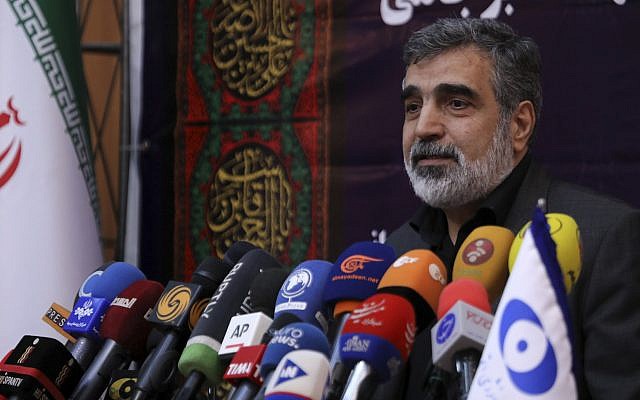 In this photo released by the Atomic Energy Organization of Iran, spokesman of the organization Behrouz Kamalvandi speaks in a news briefing in Tehran, Iran, Saturday, Sept. 7, 2019 (Atomic Energy Organization of Iran via AP) In this photo released by the Atomic Energy Organization of Iran, spokesman of the organization Behrouz Kamalvandi speaks in a news briefing in Tehran, Iran, Saturday, Sept. 7, 2019 (Atomic Energy Organization of Iran via AP)