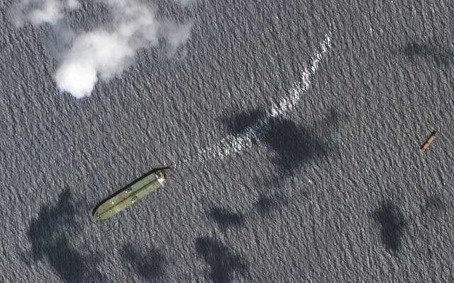 This Sunday, Sept. 8, 2019, satellite image from Planet Labs Inc. appears to show the Iranian oil tanker Adrian Darya-1 off the coast of Tartus, Syria. (Planet Labs Inc via AP) This Sunday, Sept. 8, 2019, satellite image from Planet Labs Inc. appears to show the Iranian oil tanker Adrian Darya-1 off the coast of Tartus, Syria. (Planet Labs Inc via AP)