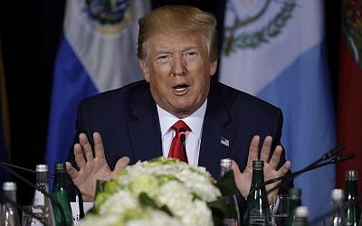 US President Donald Trump speaks at a multilateral meeting on Venezuela at the InterContinental New York Barclay hotel during the United Nations General Assembly, September 25, 2019, in New York. (AP Photo/Evan Vucci)