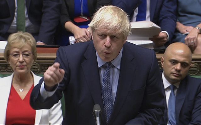 In this handout photo provided by the House of Commons, Britain's Prime Minister Boris Johnson speaks in Parliament in London, Wednesday, Sept. 25, 2019. (House of Commons via AP) In this handout photo provided by the House of Commons, Britain's Prime Minister Boris Johnson speaks in Parliament in London, Wednesday, Sept. 25, 2019. (House of Commons via AP)