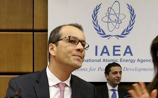 Acting Director General of the International Atomic Energy Agency, IAEA, Cornel Feruta from Romania waits for the start of the IAEA board of governors meeting at the International Center in Vienna, Austria, August 1, 2019. (Ronald Zak/AP) Acting Director General of the International Atomic Energy Agency, IAEA, Cornel Feruta from Romania waits for the start of the IAEA board of governors meeting at the International Center in Vienna, Austria, August 1, 2019. (Ronald Zak/AP)