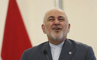 Iran's Foreign Minister Mohammad Javad Zarif talks to journalists during a joint press conference with his Indonesian counterpart Retno Marsudi in Jakarta, Indonesia, Friday, Sept. 6, 2019. (AP/Achmad Ibrahim)