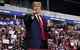 US President Donald Trump arrives to speak at a campaign rally at the Santa Ana Star Center, in Rio Rancho,New Mexico, September 16, 2019. (Evan Vucci/AP)