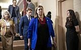 Rep. Elissa Slotkin, D-Mich., leaves a House Democratic Caucus meeting with Speaker of the House Nancy Pelosi, D-Calif., where Pelosi was persuaded to launch a formal impeachment inquiry against President Donald Trump, at the Capitol in Washington, Sept. 24, 2019 (AP Photo/J. Scott Applewhite)