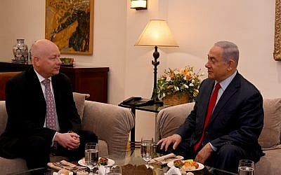 US Special Representative for International Negotiations, Jason Greenblatt, meets with Israeli Prime Minister Benjamin Netanyahu at the Israeli Prime Minister’s Residence in Jerusalem, September 20, 2019 (Matty Stern/US Embassy)