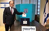 Illustrative: Itzhak Gerberg, Israeli Ambassador to New Zealand casts his vote on September 5, 2019 in Wellington, New Zealand (Israel Foreign Ministry)