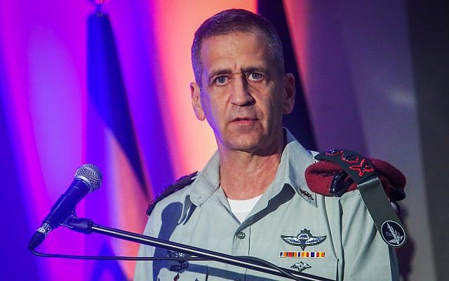 IDF Chief of Staff Aviv Kohavi attends a ceremony in Glilot military base, near Tel Aviv, May 26, 2019. (Flash90) IDF Chief of Staff Aviv Kohavi attends a ceremony in Glilot military base, near Tel Aviv, May 26, 2019. (Flash90)