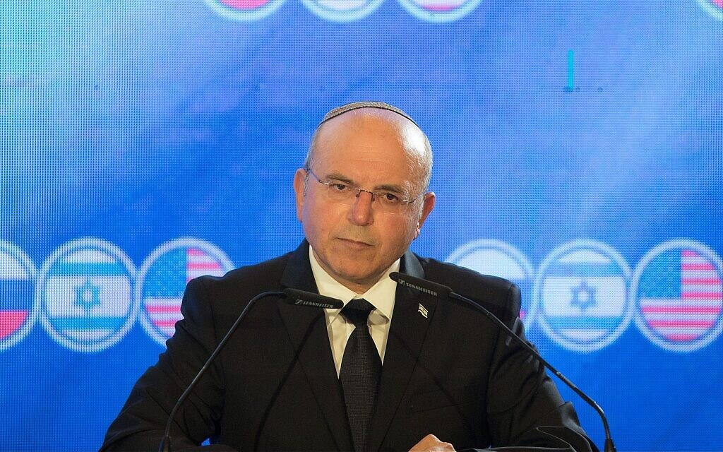 Meir Ben-Shabbat, then head of the National Security Council, speaks at a trilateral meeting of the Israeli, US and Russian national security advisers, in Jerusalem on June 25, 2019. (Noam Revkin Fenton/Flash90) Meir Ben-Shabbat, then head of the National Security Council, speaks at a trilateral meeting of the Israeli, US and Russian national security advisers, in Jerusalem on June 25, 2019. (Noam Revkin Fenton/Flash90)