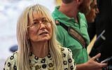 Illustrative: Miriam Adelson at the opening of an ancient road at the City of David archaeological site in the East Jerusalem neighborhood of Silwan, June 30, 2019. (Flash90)
