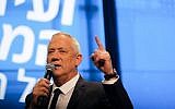 Blue and White leader MK Benny Gantz speaks at a Channel 12 News conference in Tel Aviv on September 5, 2019. (Hadas Parush/Flash90)
