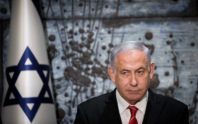 Prime Minister Benjamin Netanyahu seen as he was given the mandate to form a new government after general elections days earlier, at a press conference at the President's Residence in Jerusalem on September 25, 2019. (Yonatan Sindel/Flash90) Prime Minister Benjamin Netanyahu seen as he was given the mandate to form a new government after general elections days earlier, at a press conference at the President's Residence in Jerusalem on September 25, 2019. (Yonatan Sindel/Flash90)