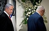 Prime Minister Benjamin Netanyahu (left) and President Reuven Rivlin at the President's Residence in Jerusalem, September 25, 2019, when Rivlin tapped Netanyahu to form the next Israeli government. (Yonatan Sindel/Flash 90