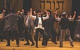 Steven Skybell (Tevye), center, and ensemble in National Yiddish Theatre Folksbiene's Production of 'Fiddler on the Roof.' (Victor Nechay/ProperPix via JTA)
