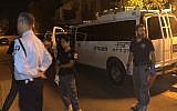 The scene where a man was suspected of stabbing his father to death and seriously injuring his mother in Gan Yavne, September 26, 2019. (Israel Police)