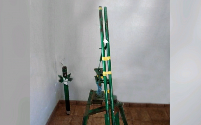 This image aired by Channel 12 news on September 25, 2019, shows what the network said was a makeshift rocket made by Islamic Jihad operatives before their capture by Palestinian Authority security forces in the West Bank city of Tulkarem. (Screen capture: Channel 12) This image aired by Channel 12 news on September 25, 2019, shows what the network said was a makeshift rocket made by Islamic Jihad operatives before their capture by Palestinian Authority security forces in the West Bank city of Tulkarem. (Screen capture: Channel 12)