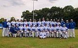 Israel's national baseball team at the European Championships in Germany. (Israel Association of Baseball Facebook page via JTA)