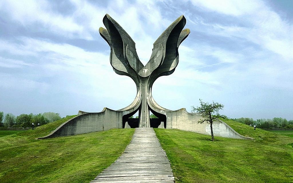 The present-day Jasenovac memorial at the site of the death camp. (Credit: Jasenovac: Auschwitz of the Balkans)