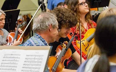 The Seattle Collaborative Orchestra, a multi-generational community ensemble, pictured here on October 29, 2018, helped Shaya Bendix Lyon develop the Dots fundraising platform. (courtesy Shaya Bendix Lyon)