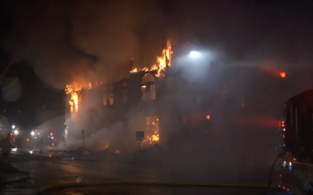 Adas Israel Congregation ablaze, September 9, 2019. (Screenshot from KBJR Channel 6) Adas Israel Congregation ablaze, September 9, 2019. (Screenshot from KBJR Channel 6)