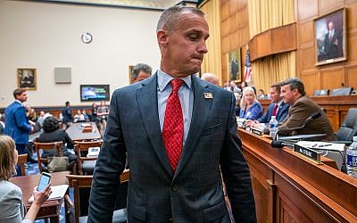 Corey Lewandowski, former campaign manager for US President Donald Trump, leaves the House Judiciary Committee room during a break in his testimony, Sept. 18, 2019, on Capitol Hill in Washington. (AP Photo/J. Scott Applewhite)