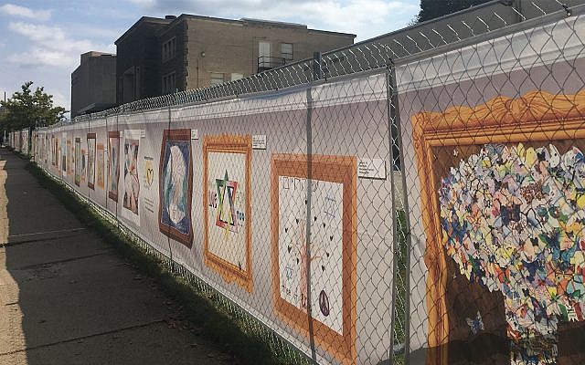 An art installation outside the Tree of Life synagogue in Pittsburgh, Sept. 12, 2019. (Beth Kissileff)