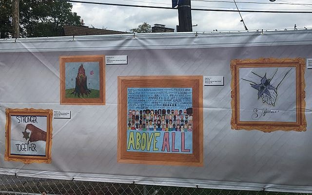 An art installation outside the Tree of Life synagogue in Pittsburgh, Sept. 12, 2019. (Beth Kissileff)
