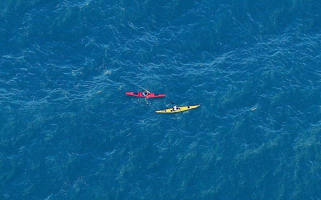 Illustrative: Kayakers in the Mediterranean Sea, July 21, 2010. (Moshe Shai/FLASH90) Illustrative: Kayakers in the Mediterranean Sea, July 21, 2010. (Moshe Shai/FLASH90)