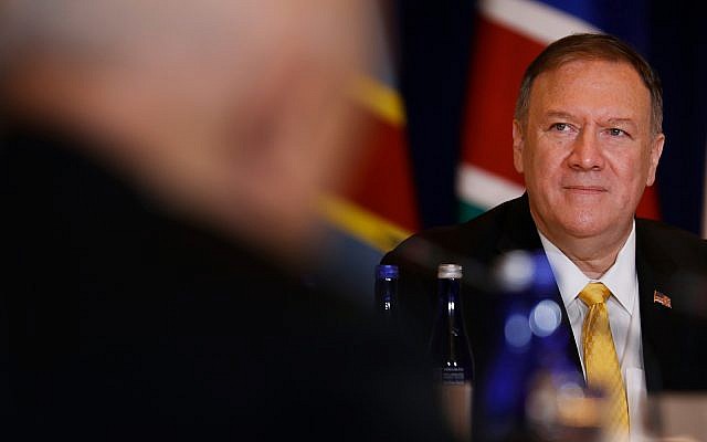 US Secretary of State Mike Pompeo at an event hosted by the Department of State's Energy Resources Governance Initiative in New York, September 26, 2019. (AP Photo/Seth Wenig) US Secretary of State Mike Pompeo at an event hosted by the Department of State's Energy Resources Governance Initiative in New York, September 26, 2019. (AP Photo/Seth Wenig)