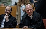 State attorney Uri Korb, right, at the Supreme Court in Jerusalem, February 8, 2018. (Yonatan Sindel/Flash90)