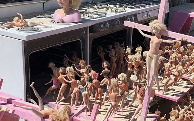 The macabre scene at the Barbie Death Camp at this year's Burning Man. (Courtesy of J. The Jewish News of Northern California via JTA) The macabre scene at the Barbie Death Camp at this year's Burning Man. (Courtesy of J. The Jewish News of Northern California via JTA)