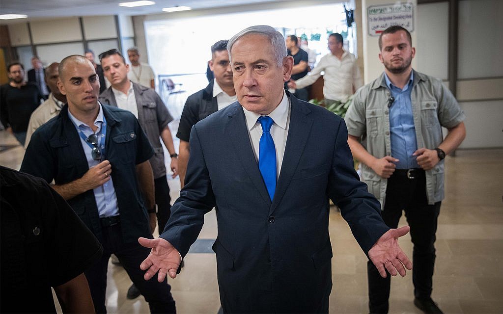 Prime Minister Benjamin Netanyahu gives a press statement in the Knesset on September 15, 2019. (Yonatan Sindel/Flash90) Prime Minister Benjamin Netanyahu gives a press statement in the Knesset on September 15, 2019. (Yonatan Sindel/Flash90)