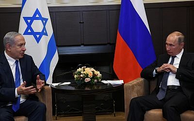 PM Netanyahu, left, with Russian President Putin in Sochi, Russia, September 12, 2019 (Amos Ben Gershom/GPO)