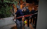 Illustrative: Police inspect the scene of a murder in the northern city of Nazareth on September 23, 2019. (Israel Police Spokesperson)