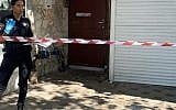 The scene in Haifa where a man died after a fall from a building, apparently during a botched burglary on September 21, 2019 (Police Spokesperson)