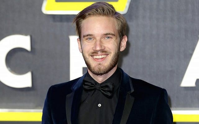 PewDiePie attends the European Premiere of "Star Wars: The Force Awakens" at Leicester Square on December 16, 2015 in London, England. ( Chris Jackson/Getty Images via JTA) PewDiePie attends the European Premiere of "Star Wars: The Force Awakens" at Leicester Square on December 16, 2015 in London, England. ( Chris Jackson/Getty Images via JTA)
