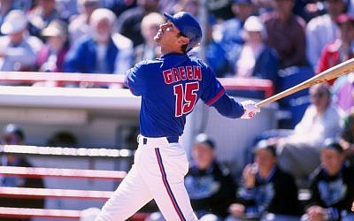 Shawn Green, playing for the Toronto Blue Jays in 1998, was one of three outfielders named to an all-time Jewish baseball team. (Jonathan Kirn/Allsport/Getty Images via JTA)
