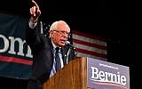 In this photo taken on July 25, 2019 Democratic presidential hopeful and Vermont US Senator Bernie Sanders speaks on stage during a Town Hall event at the Aratani Theater in Los Angeles, California. (Frederic J. Brown/AFP)
