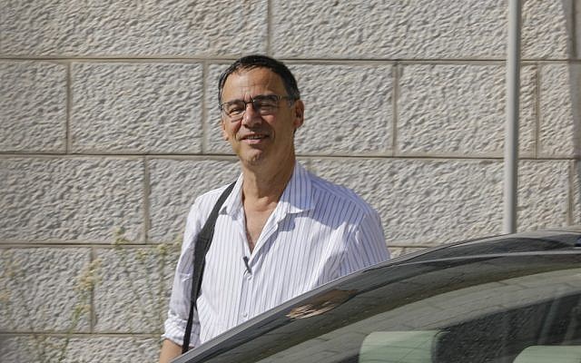 State Prosecutor Shai Nitzan arrives at the Justice Ministry headquarters in Jerusalem October 2, 2019, ahead of the start of the pre-indictment hearing for Prime Minister Benjamin Netanyahu. (Menahem Kahana/AFP)