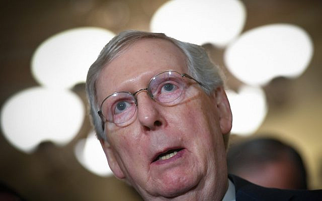 In this file photo taken on September 24, 2019 Senate Majority Leader Mitch McConnell, R-KY, speaks to reporters following the Republican policy luncheon at the US Capitol in Washington, DC.(MANDEL NGAN / AFP) In this file photo taken on September 24, 2019 Senate Majority Leader Mitch McConnell, R-KY, speaks to reporters following the Republican policy luncheon at the US Capitol in Washington, DC.(MANDEL NGAN / AFP)