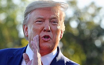US President Donald Trump speaks to reporters on the South Lawn of the White House in Washington on October 11, 2019. (Nicholas Kamm/AFP)