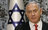 Prime Minister Benjamin Netanyahu speaks after being tasked by President Reuven Rivlin (not pictured) with forming a new government, during a press conference in Jerusalem, September 25, 2019. (Menahem Kahana/AFP)