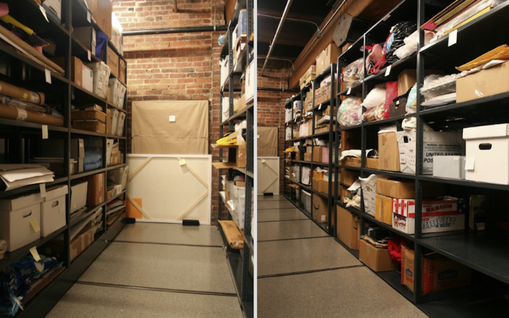 The Rauh Jewish Archives have stored thousands of memorial items on rows of shelves. (Courtesy of the Tree of Life Congregation and Rauh Jewish History Program & Archives)