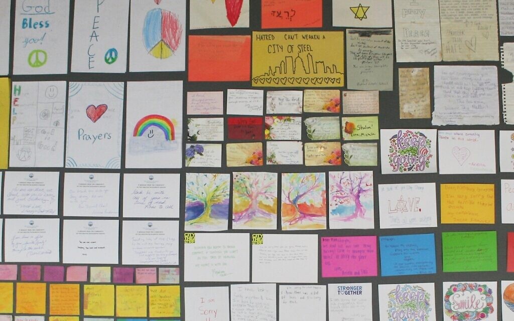 Notes left in memoriam following the Pittsburgh synagogue shooting. (Courtesy of the Rauh Jewish Archives)