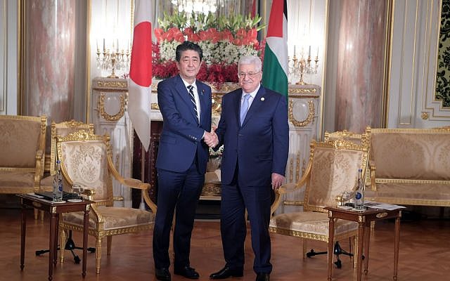 PA President Mahmoud Abbas and Japanese Prime Minister Shinzo Abe meeting on October 21, 2019 in Tokyo. (Credit: Wafa) PA President Mahmoud Abbas and Japanese Prime Minister Shinzo Abe meeting on October 21, 2019 in Tokyo. (Credit: Wafa)
