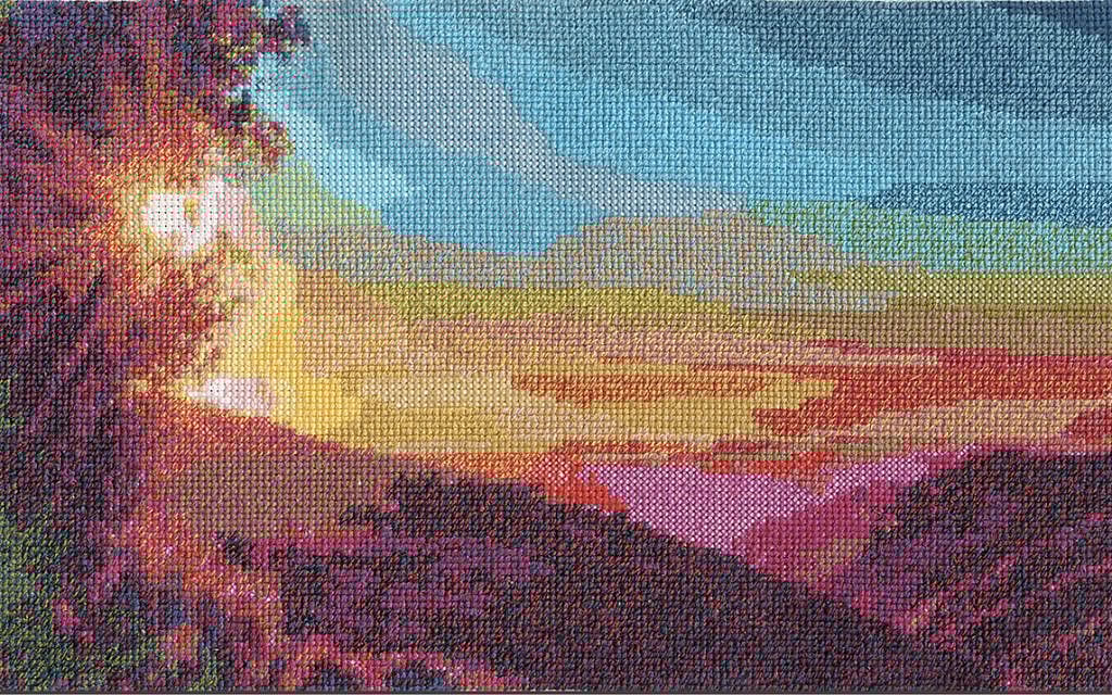 Deut. 34:1-4 by Rona Kosansky (Courtesy of Torah Stitch by Stitch project)