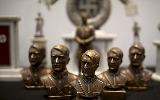 Busts of German Nazi leader Adolf Hitler discovered by police in 2017 are displayed during a press conference in Buenos Aires, Argentina, October 2, 2019. (Natacha Pisarenko/AP) Busts of German Nazi leader Adolf Hitler discovered by police in 2017 are displayed during a press conference in Buenos Aires, Argentina, October 2, 2019. (Natacha Pisarenko/AP)