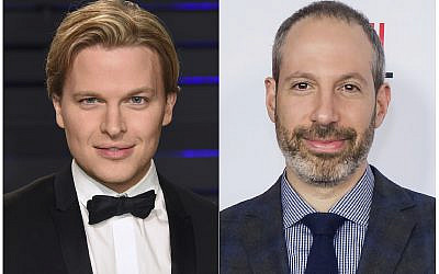 This combination photo shows Pulitzer Prize-winning US writer Ronan Farrow at the Vanity Fair Oscar Party in Beverly Hills, California on February 24, 2019, left, and NBC News President Noah Oppenheim at the 2016 AFI Festival "Jackie" Centerpiece Gala in Los Angeles on November 14, 2016. (AP Photo)